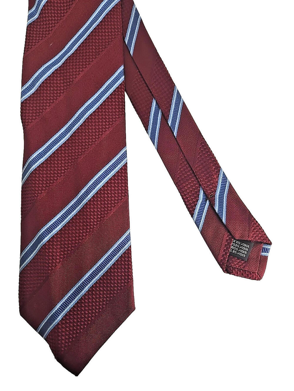Florence Style Silk Red Blue Repp Striped Neck Tie Italy Classic Office Preppy